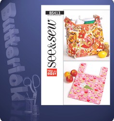 5413 BUTTERICK SEE & SEW EASY CARRY BAGS 14 X 15 INCHES PATTERN UNCUT
